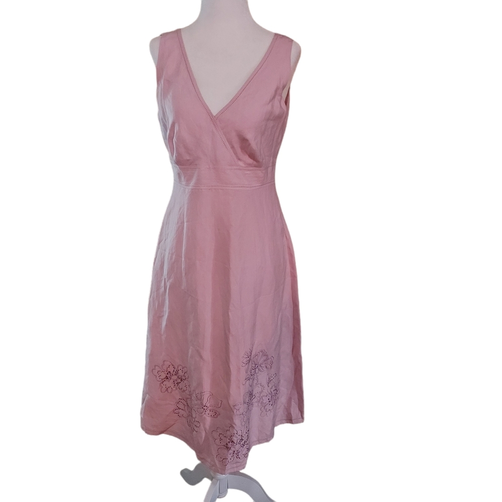 Dunnes Stores Sleeveless Dress 10 EUR 38 Midi Light Pink 55% Silk 45% Li…